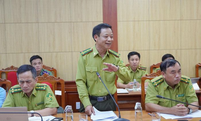  Đại diện lãnh đạo Chi cục Kiểm lâm tỉnh Quảng Trị phát biểu tại cuộc họp 