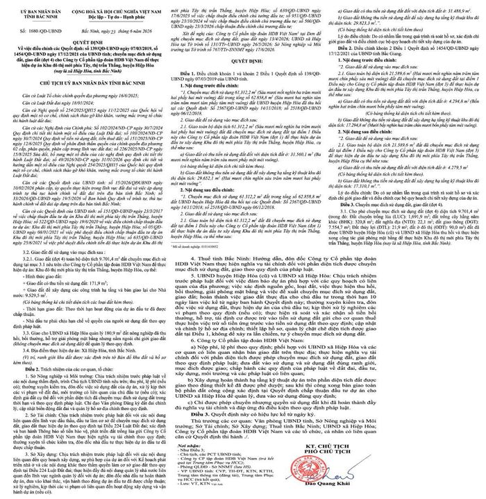 Quyết định số 1680/QĐ-UBND do Phó Chủ tịch UBND tỉnh Bắc Ninh ký ngày 23/06/2026.