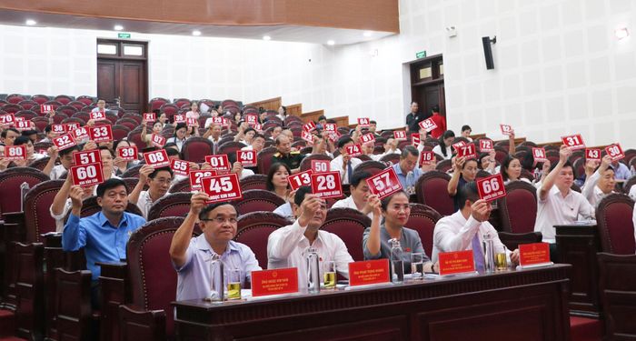 Các đại biểu biểu quyết thông qua dự thảo nghị quyết