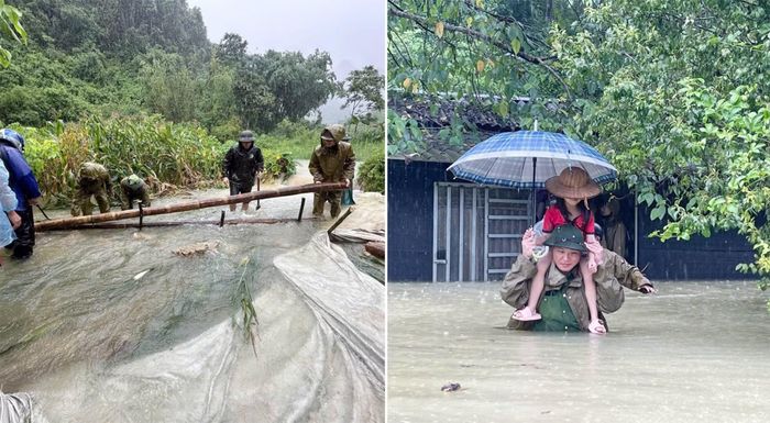  Công an xã Thông Nông kịp thời đưa người dân đến nơi an toàn. 