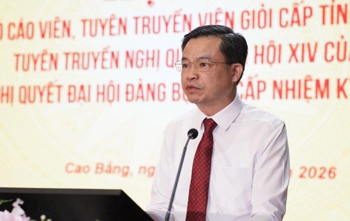 Phó Bí thư Thường trực Tỉnh ủy, Trưởng Đoàn đại biểu Quốc hội tỉnh Bế Thanh Tịnh phát biểu khai mạc hội thi.