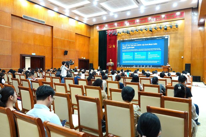Quang cảnh Hội nghị tại điểm cầu Bộ Tài chính. Ảnh: Thu Phương