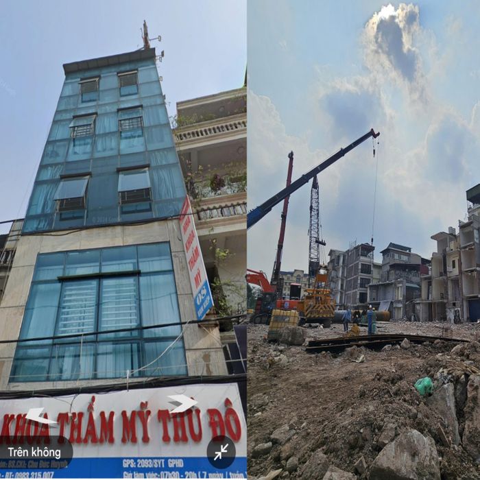 Căn nhà của gia đình chị Đào Thị Thảo trên phố Vạn Kiếp trước và sau khi bàn giao mặt bằng phục vụ dự án cầu Trần Hưng Đạo. (Ảnh: NVCC)