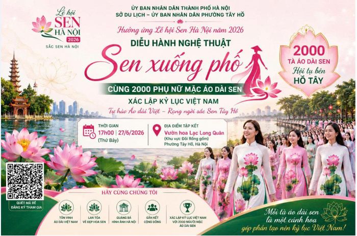 Chương trình diễu hành nghệ thuật "Sen xuống phố" quanh các tuyến đường ven Hồ Tây. (Ảnh:tayho.hanoi.gov.vn)