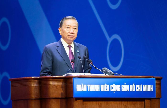 Tổng Bí thư, Chủ tịch nước Tô Lâm phát biểu chỉ đạo tại phiên trọng thể Đại hội đại biểu toàn quốc Đoàn Thanh niên Cộng sản Hồ Chí Minh lần thứ XIII, nhiệm kỳ 2026-2031. Ảnh: VGP
