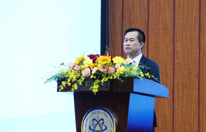Ông Chu Thúc Đạt, Phó Cục trưởng Cục Đổi mới sáng tạo (Bộ Khoa học và Công nghệ) phát biểu tại hội nghị. Ảnh PV