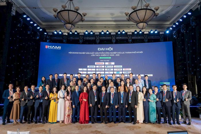Các đại biểu tham dự Đại hội Hội Doanh nghiệp sản xuất sản phẩm công nghiệp chủ lực thành phố Hà Nội (HAMI). Ảnh: Kim Hoa