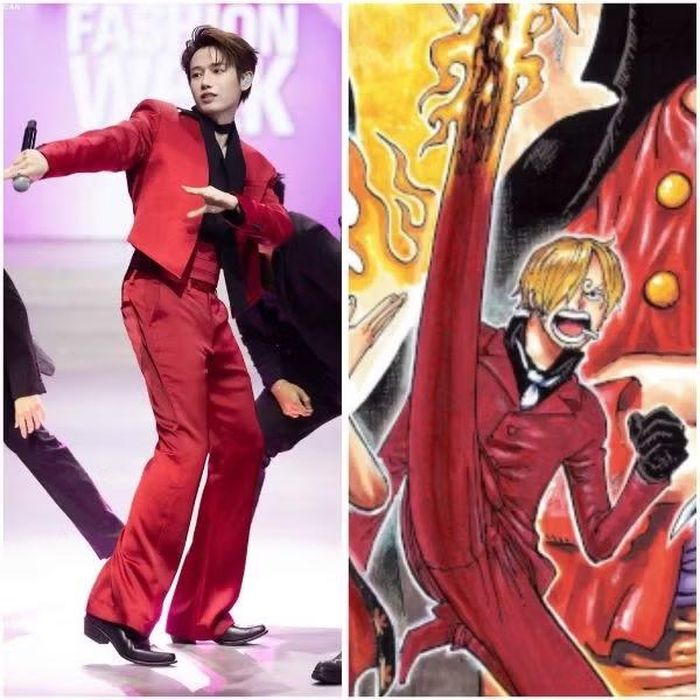 Hồ Đông Quan diện trang phục cùng màu với Sanji.