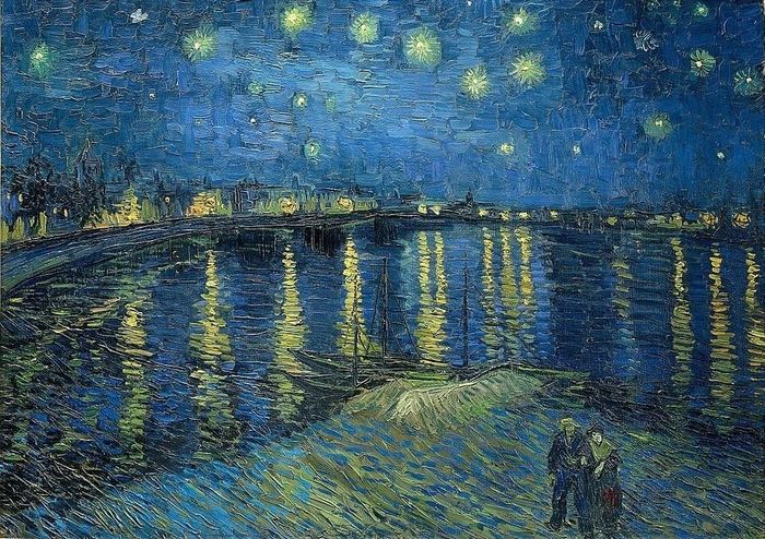  Bức tranh Đêm đầy sao trên sông Rhône của Van Gogh. Ảnh: wikipedia 