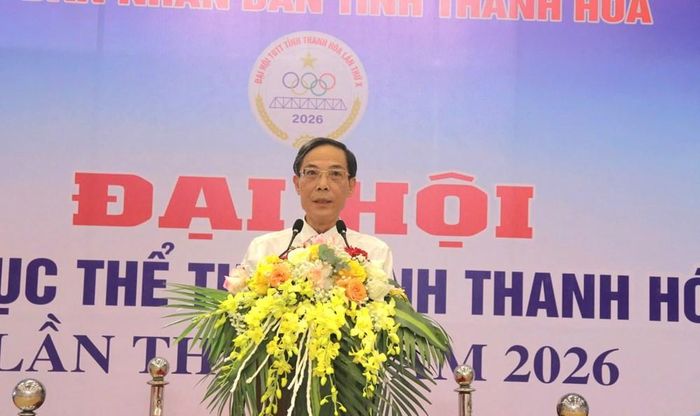 Ông Đầu Thanh Tùng, Phó chủ tịch UBND tỉnh Thanh Hóa, phát biểu khai mạc Đại hội