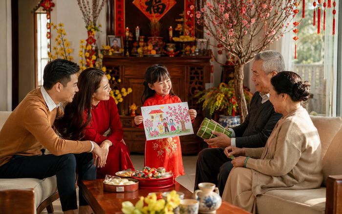 Sự kết nối thế hệ giữa truyền thống và hiện đại thông qua một khoảnh khắc ấm áp. Hình ảnh mang tính minh họa