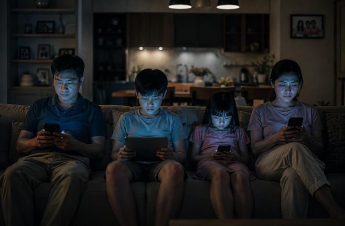 Việc sử dụng mạng xã hội thiếu kiểm soát không chỉ làm giảm sút chất lượng thời gian dành cho nhau, mà còn mở ra kẽ hở để các luồng thông tin độc hại xâm thực, phá vỡ sợi dây gắn kết gia đình. Hình ảnh mang tính minh họa