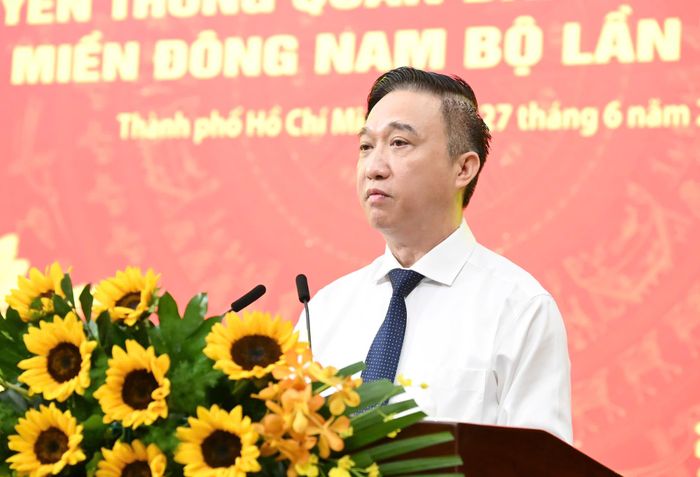 Đồng chí Đặng Minh Thông phát biểu tại chương trình. Ảnh: VIỆT DŨNG