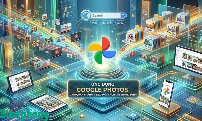 Ứng dụng Google Photos giúp quản lý ảnh, video một cách rất thông minh. Đồ họa: Thái Bình