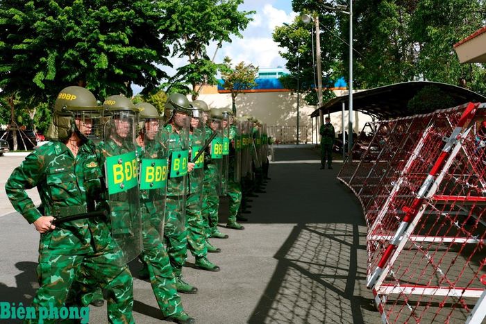 Kiểm tra xử trí tình huống A2 tại Ban Chỉ huy Bộ đội Biên phòng tỉnh An Giang. Ảnh: Tuấn Kiệt