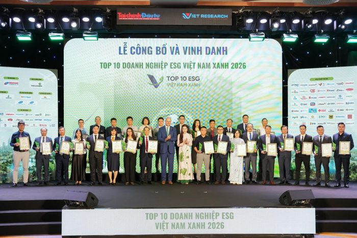 Top 10 Doanh nghiệp ESG Việt Nam Xanh 2026 theo ngành (ESG10) được vinh danh.