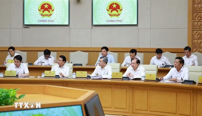 Các thành viên Chính phủ tham dự Phiên họp Chính phủ chuyên đề về xây dựng pháp luật tháng 6 năm 2026. (Ảnh: Dương Giang/TTXVN)