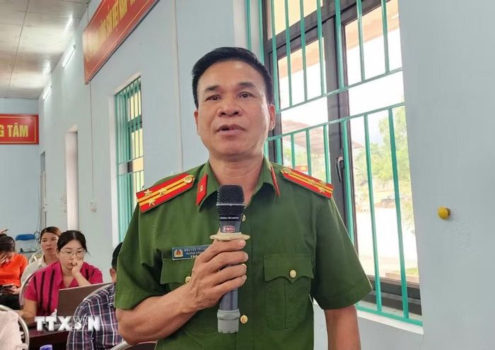 Trung tá Nguyễn Trung Du, Trưởng Công an xã Đồng Tâm (Tuyên Quang). (Ảnh: Chu Thanh Vân/TTXVN)