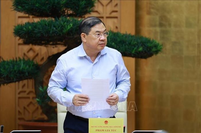 Phó Thủ tướng Thường trực Phạm Gia Túc phát biểu tại Phiên họp Chính phủ chuyên đề về xây dựng pháp luật tháng 6 năm 2026. Ảnh: Dương Giang/TTXVN