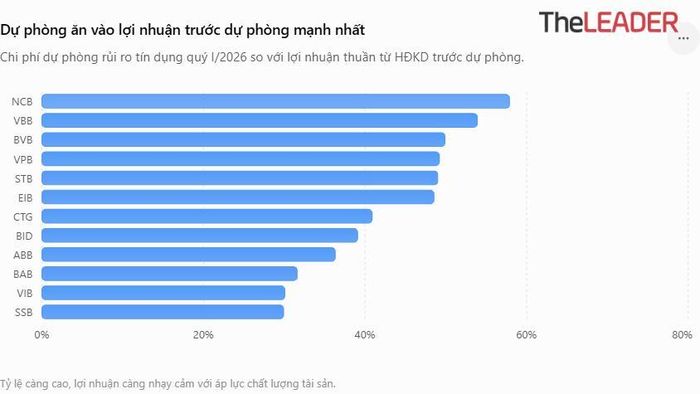 Dự phòng ăn vào lợi nhuận trước dự phòng mạnh nhất