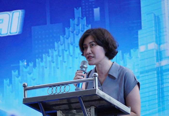Bà Nguyễn Thị Hồng Nga - Tổng Biên tập Báo Xây dựng, Trưởng Ban Tổ chức giải phát biểu tại lễ khai mạc. Ảnh: Ban Tổ chức