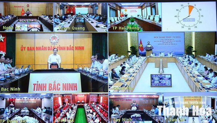 Các điểm cầu dự hội nghị (Ảnh chụp màn hình).