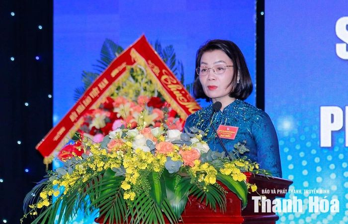 Phó Chủ tịch Thường trực Ủy ban MTTQ tỉnh Đỗ Thị Toán phát biểu chỉ đạo Đại hội.