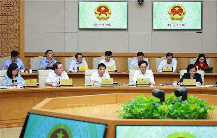 Các thành viên Chính phủ tham dự Phiên họp Chính phủ chuyên đề về xây dựng pháp luật tháng 6 năm 2026. Ảnh: Dương Giang/TTXVN