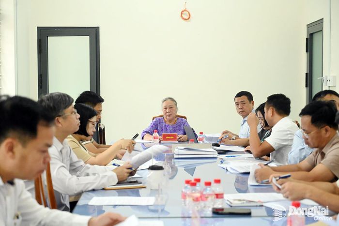 Công dân Nguyễn Thị Sang (phường Bình Phước) đối thoại, nêu kiến nghị với lãnh đạo thành phố tại buổi tiếp. Ảnh: Trung Quang
