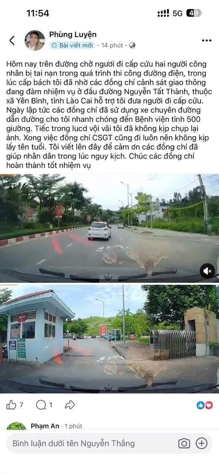 Sau sự việc, người dân đã bày tỏ sự cảm kích, đăng tải lời cảm ơn trên mạng xã hội đối với tinh thần trách nhiệm, sự tận tụy của cán bộ, chiến sĩ Cảnh sát giao thông Công an tỉnh Lào Cai.