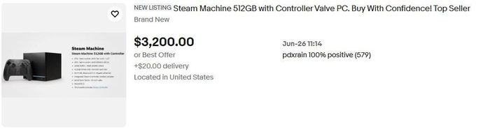 Steam Machine listed on eBay.