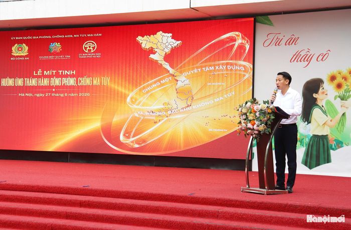 Phó Chủ tịch UBND phường Kiến Hưng Phan Cao Đăng phát biểu tại lễ phát động. Ảnh: Tuấn Điệp