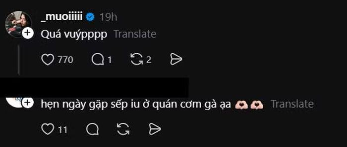 Muôịi một lần nữa bình luận khen "vuýp" dưới bài đăng của bạn fan Thủ khoa.
