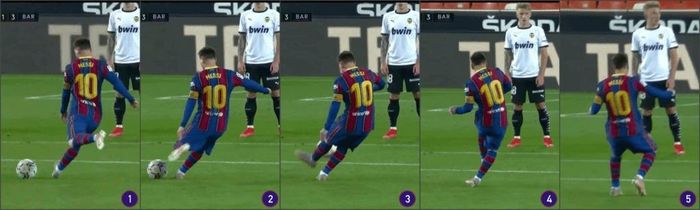  Thói quen khi sút phạt trực tiếp của Messi gần như không thay đổi sau nhiều năm. Ảnh: The Athletic. 
