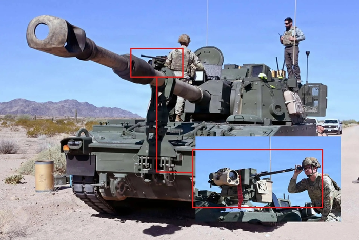  Lục quân Mỹ đang thử nghiệm hệ thống LP-CROWS trên pháo tự hành M109A7 Paladin. Ảnh: Lục quân Mỹ
