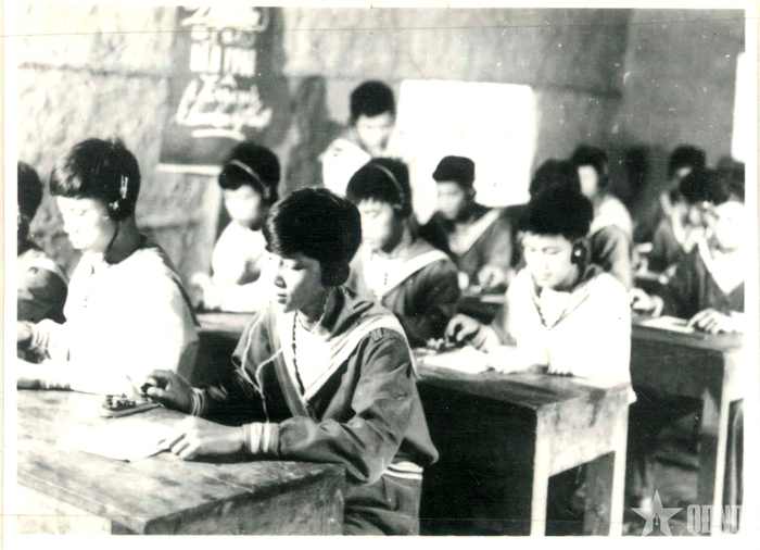 Lớp học báo vụ của Đại đội 3 Thông tin. Ảnh tư liệu