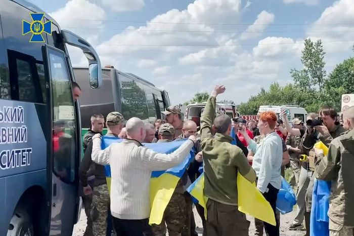 Các binh sĩ Ukraine được Nga trả tự do. Ảnh: Cục An ninh Ukraine
