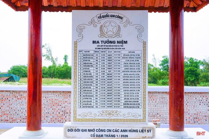 Bia tưởng niệm 20 cán bộ, chiến sĩ Đại đội Pháo binh 45 Hà Tĩnh đã hy sinh tại Bãi Dừa.