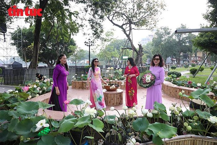 Lễ hội thu hút đông người dân đến tham quan, trải nghiệm không gian văn hóa sen.