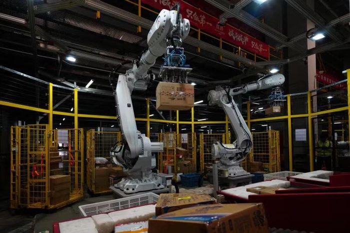 Robot bốc xếp, phân loại hàng hóa. Ảnh: FT.