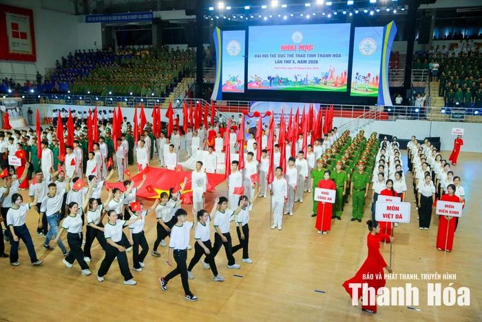 Phần diễu hành biểu dương lực lượng có 30 khối tham gia, trong đó 23 khối đại diện cho các môn thi đấu tại Đại hội