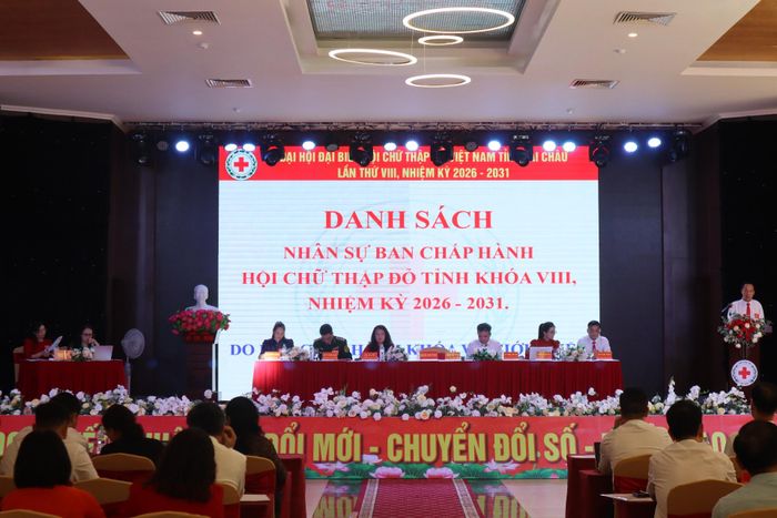 Đoàn Chủ tịch điều hành tại Đại hội Đại biểu Hội Chữ thập đỏ Việt Nam tỉnh Lai Châu lần thứ VIII, nhiệm kỳ 2026 - 2031.