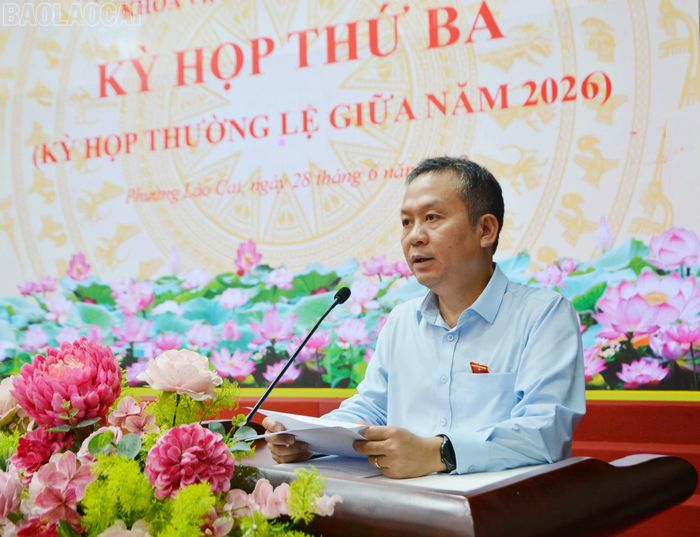Đồng chí Nguyễn Quốc Huy - Bí thư Đảng ủy, Chủ tịch HĐND phường Lào Cai phát biểu kết luận kỳ họp.