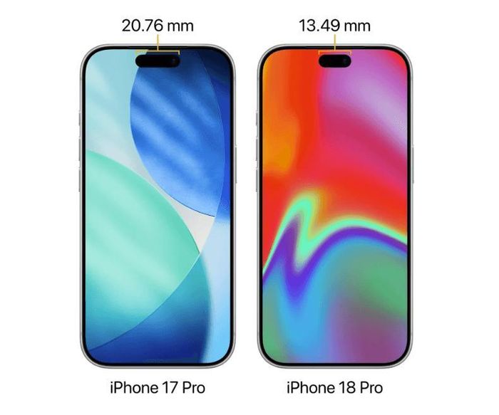 So sánh Dynamic Island giữa iPhone 17 Pro và 18 Pro.