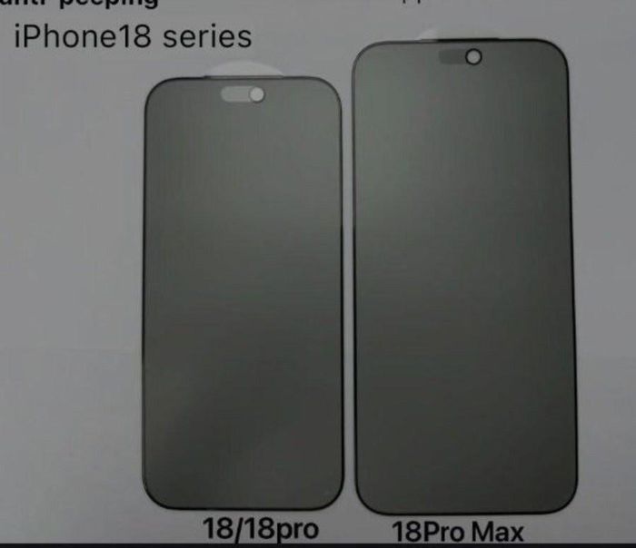 Miếng dán màn hình được hé lộ cho thấy thiết kế iPhone 18 Pro Max sẽ thay đổi ở cụm Dynamic Island (Ảnh: Yeux1122)