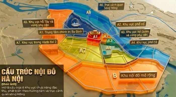 Cấu trúc đô thị nội đô theo Đồ án quy hoạch tổng thể thủ đô tầm nhìn 100 năm. Nguồn: Tạp chí Vietnam Finance