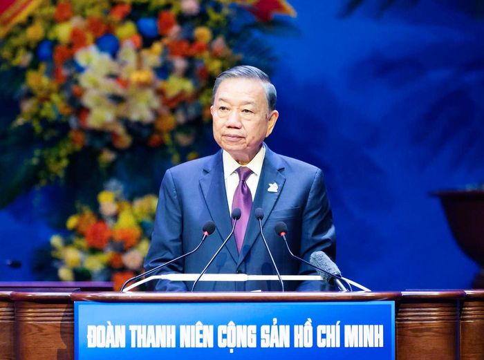 Tổng Bí thư, Chủ tịch nước Tô Lâm phát biểu tại Đại hội đại biểu toàn quốc Đoàn TNCS Hồ Chí Minh lần thứ XIII, nhiệm kỳ 2026 - 2031. Ảnh: Phạm Thắng