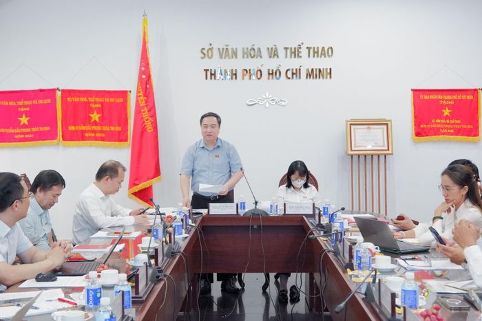 Quang cảnh cuộc làm việc của Ủy ban Văn hóa và Xã hội với Sở Văn hóa và Thể thao TP. Hồ Chí Minh