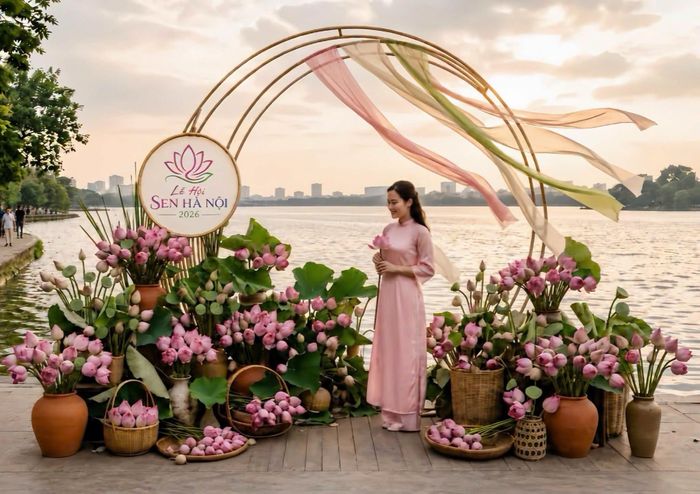 Nhiều không gian sen được thiết kế đẹp mắt để người dân và du khách chụp ảnh. Ảnh: HL