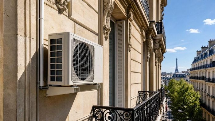  Việc lắp dàn nóng máy lạnh trên mặt tiền các tòa nhà lịch sử tại Paris bị kiểm soát nghiêm ngặt nhằm bảo tồn cảnh quan đô thị. Ảnh: London Daily News. 